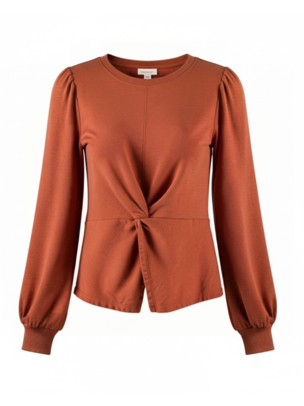 Pilcro Anthropologie Long Sleeve Sweatshirt with Twist Front in Rust Size S